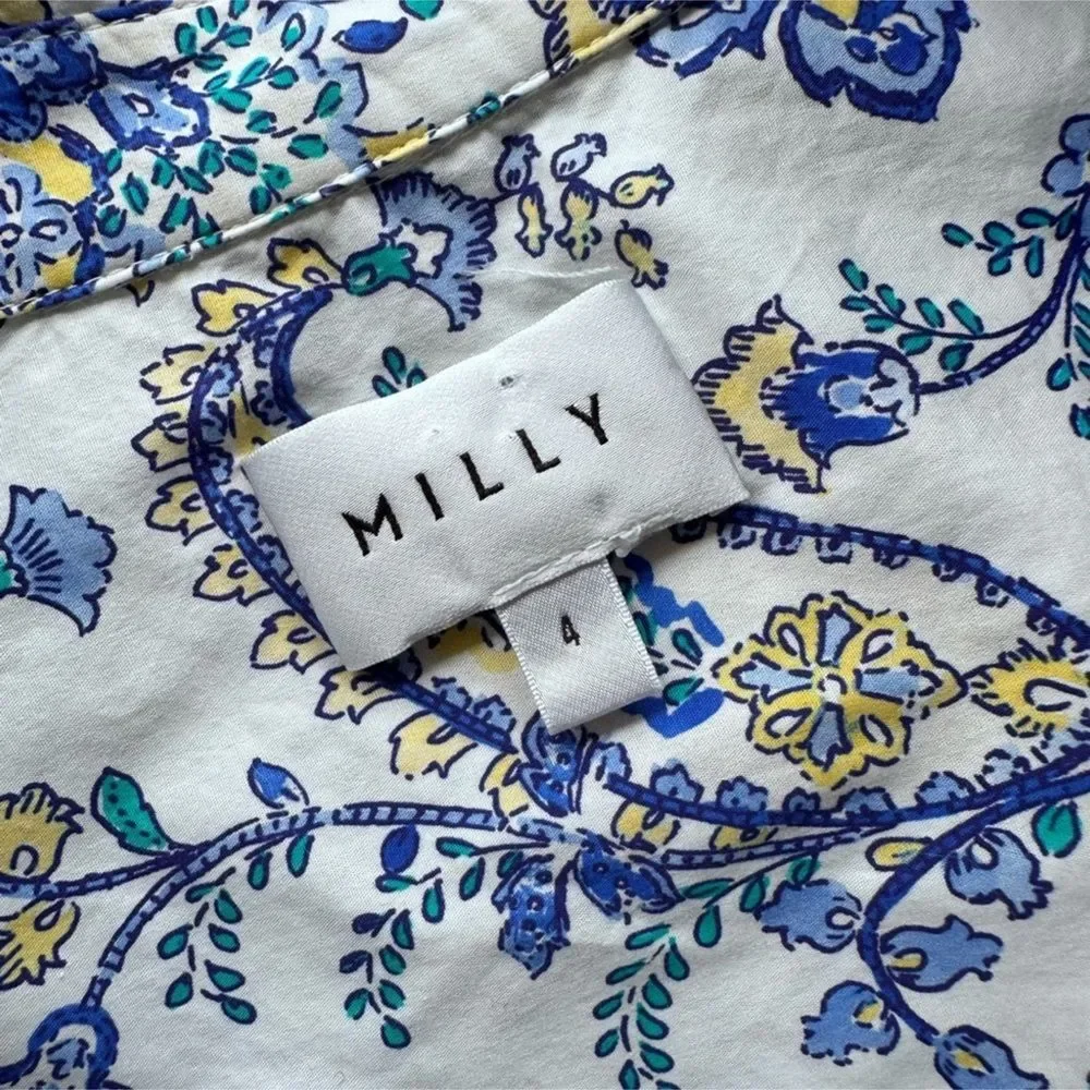 Milly Maxwell Sketched Paisley Dress in Blue and White Size 4